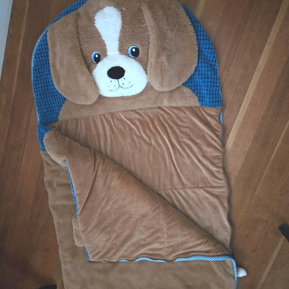 Hug Fun Animal Slumber Kids Brown Puppy Dog Plush Cozy Nap Sleeping Bag 66"x28" - Picture 2 of 6